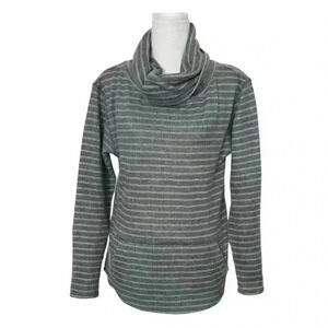 Burton Ellmore Heather Steel Blue Stripe Cowl Neck Pullover Size S